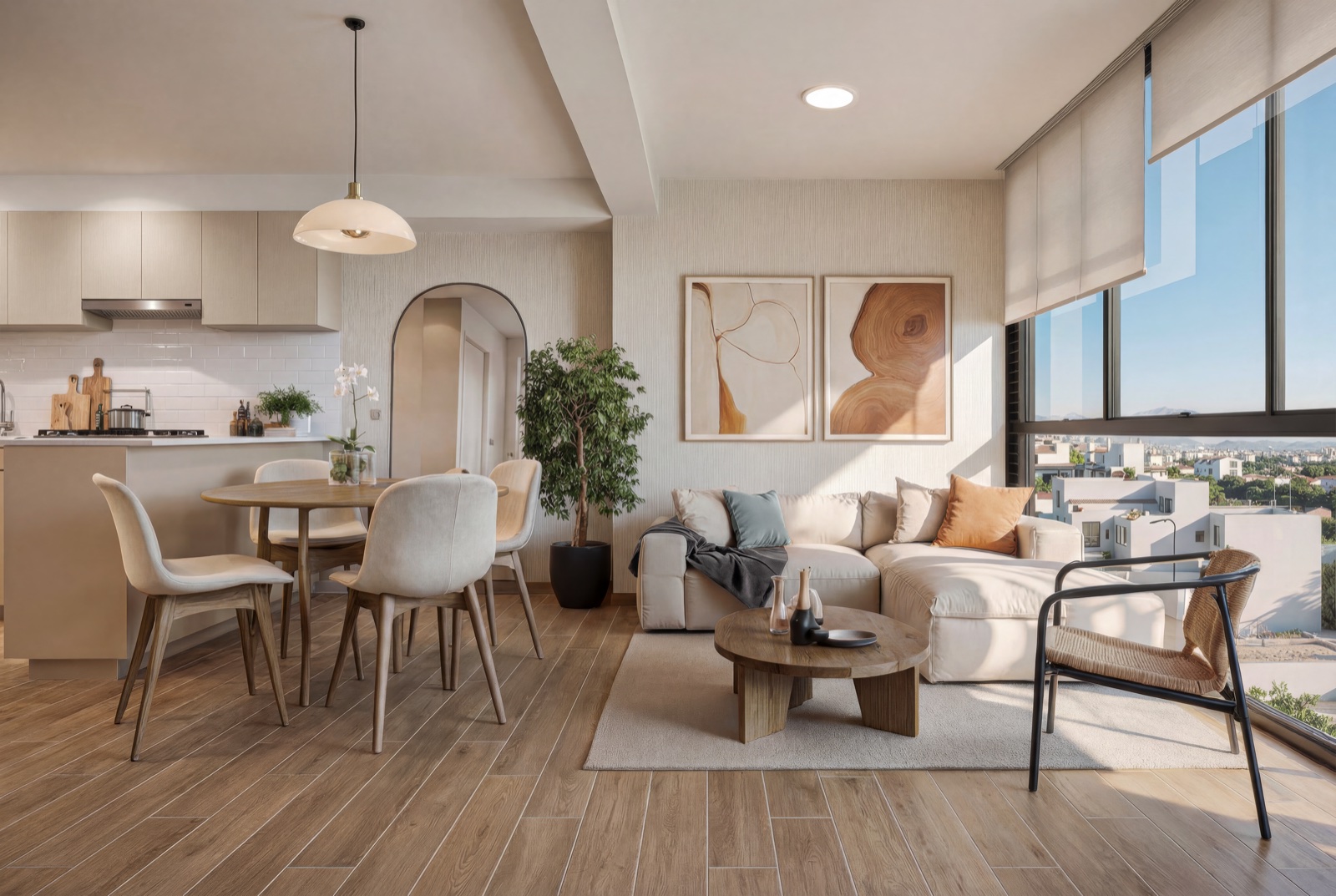 Sala comedor · Ezena 4 · render de VIZIA STUDIO