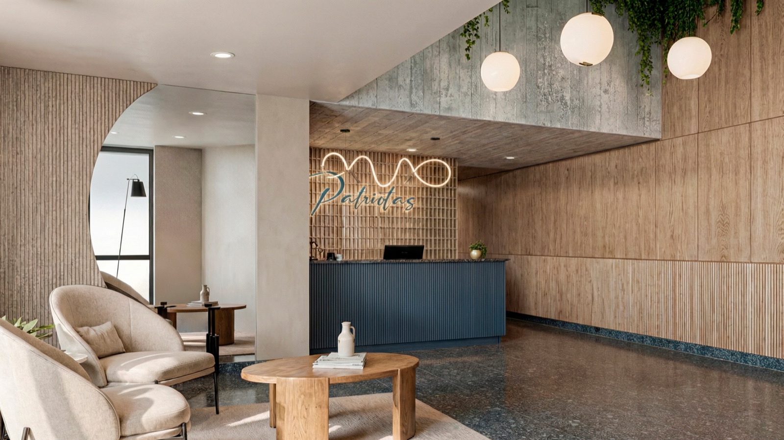 Lobby · Patriotas · render de VIZIA STUDIO