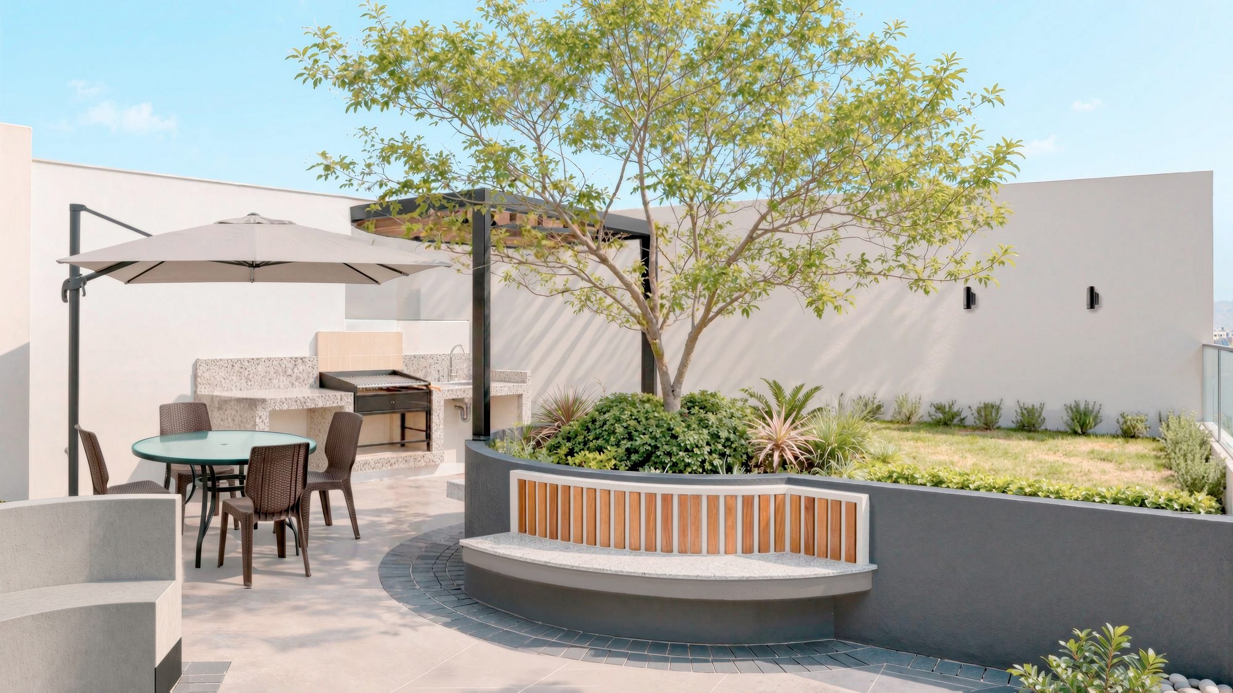 Terraza con parrilla · Montaire · render de VIZIA STUDIO