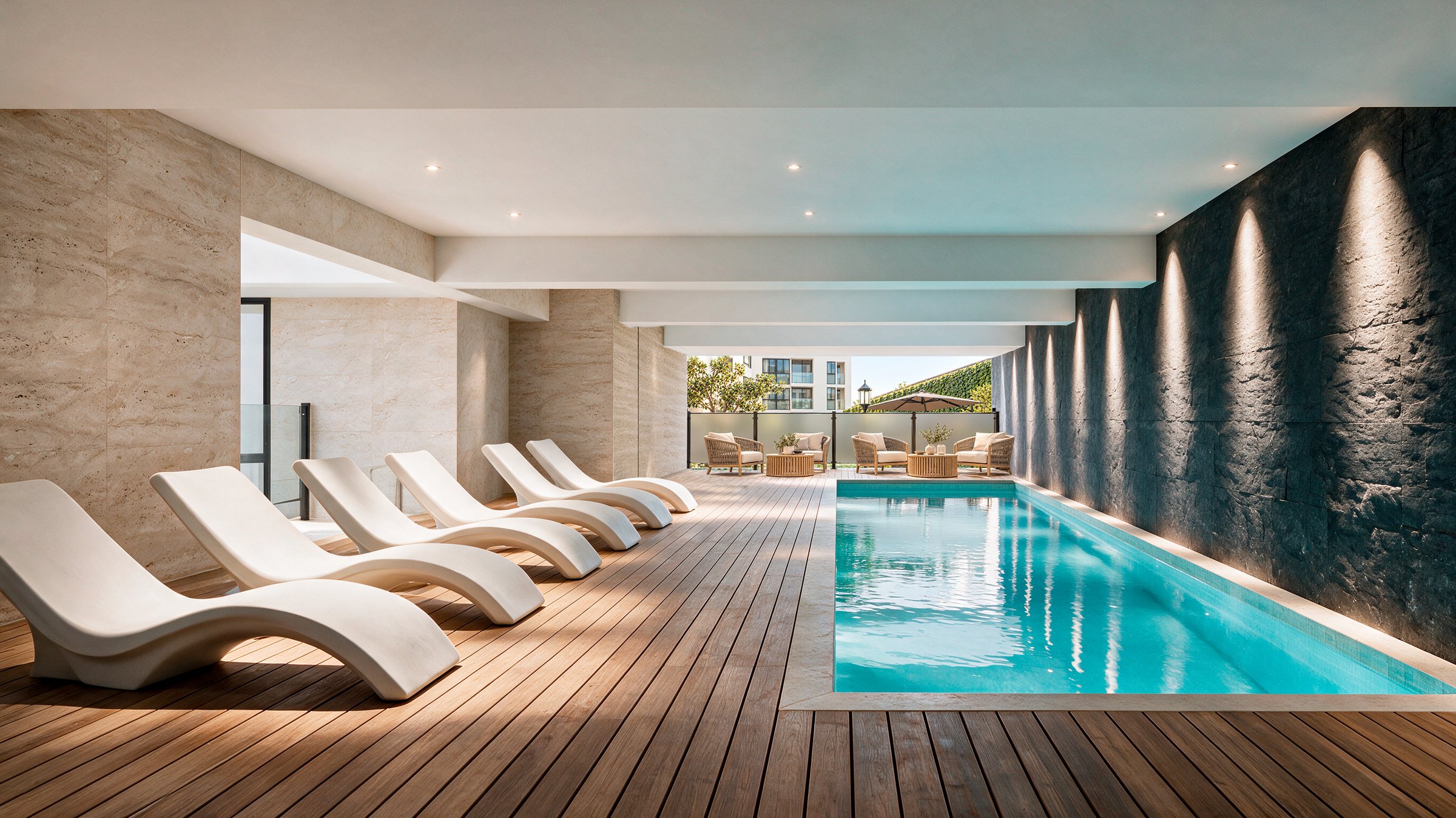 Render de piscina · Tribeca Tower · VIZIA STUDIO