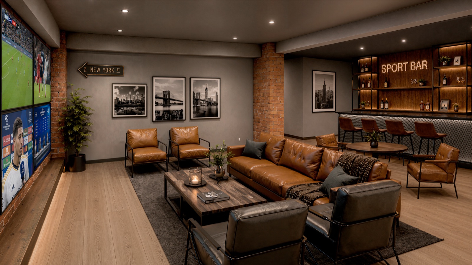 Sports bar · Union Square Park · render de VIZIA STUDIO